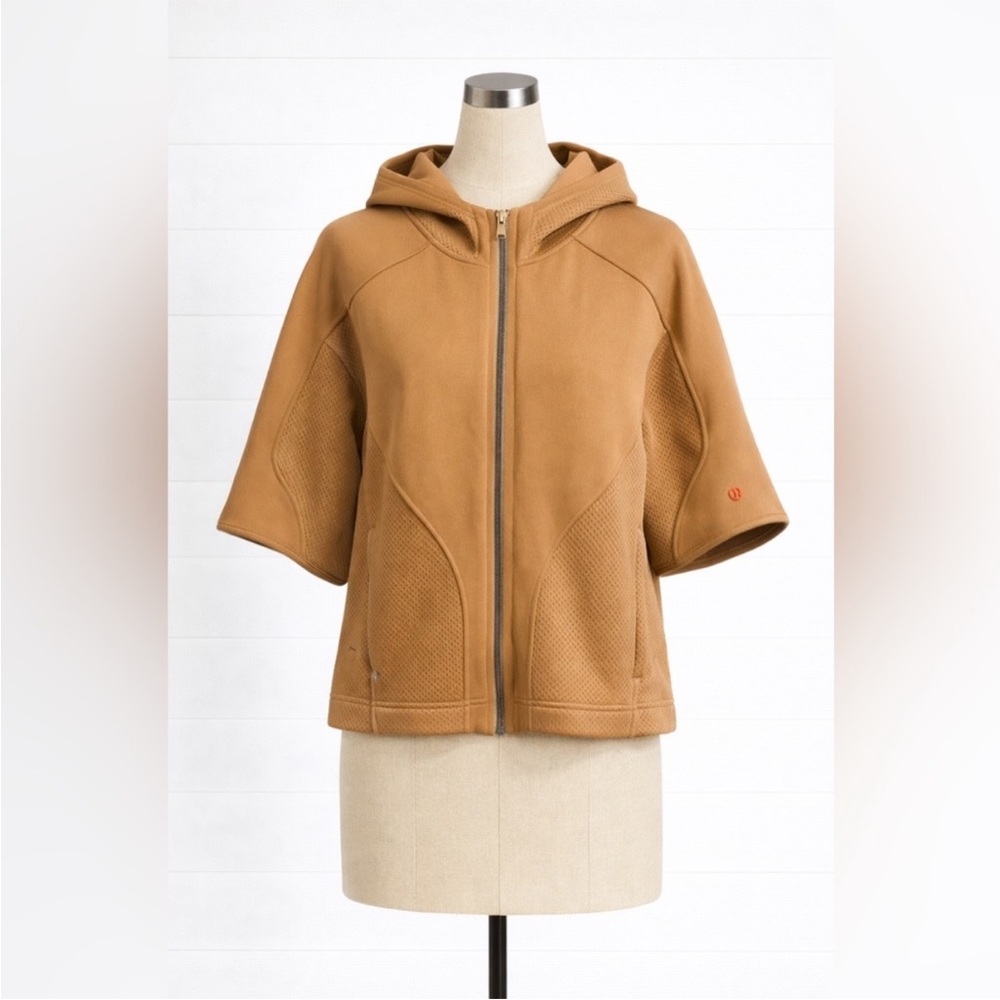 NWT Lululemon – Mixed Fabric Full Zip Oversized Hoodie Jacket Bold Beige – Sz. S - Picture 4 of 10